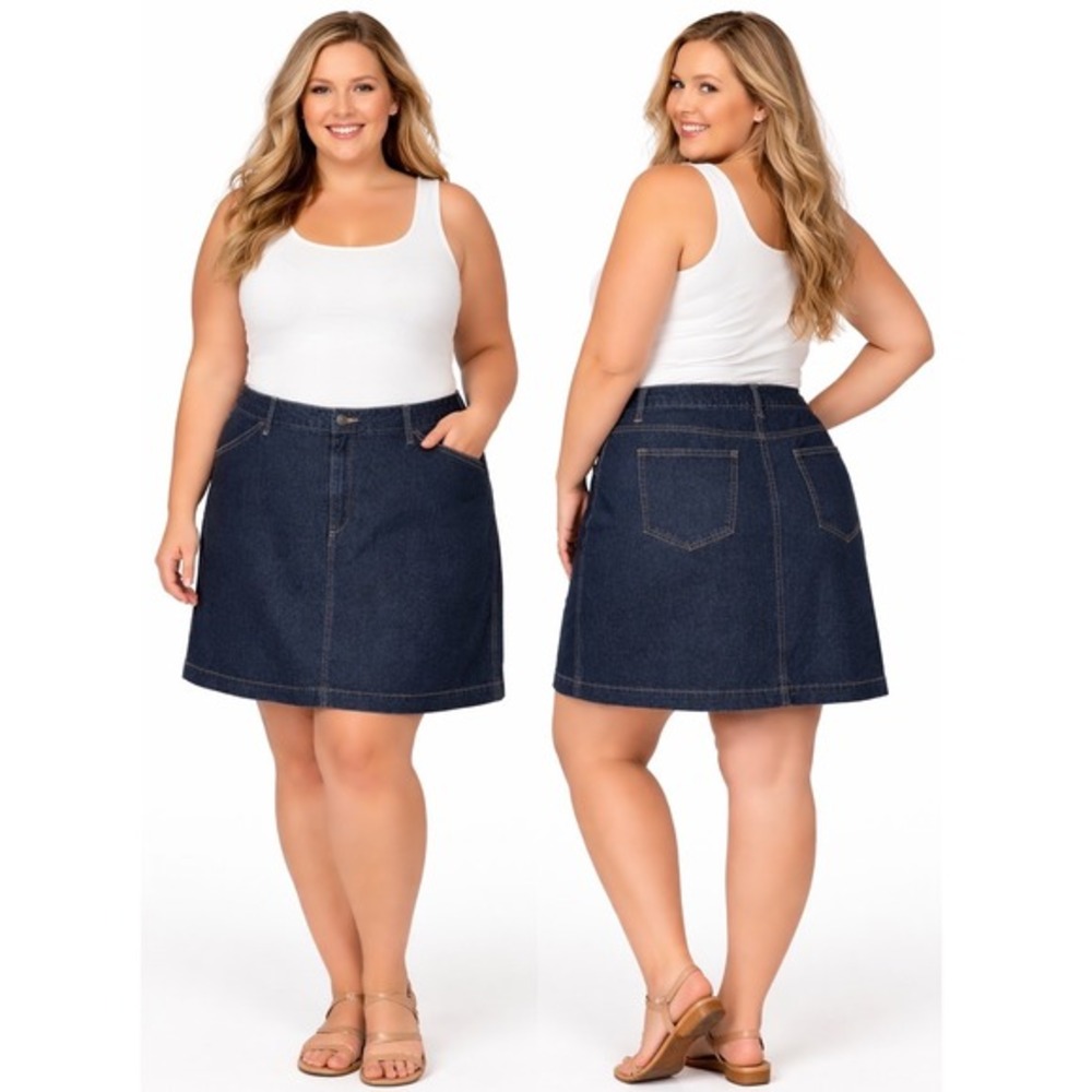 Woman Within Dark Wash Denim Skort Blue Cotton Stretch 20W Resortwear Chic 82-20